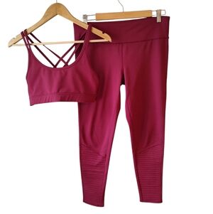 Threads 4 Thought Auburgine Moto Leggings (L) and Lotus Sports Bra (M)